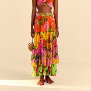 Mixed Romantic Garden Maxi Skirt